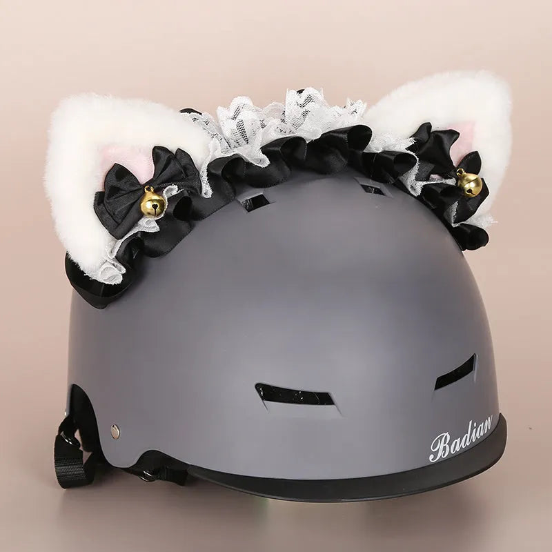 A plush fabric cartoon helmet cover set for adults, showing character designs like a bear and dinosaur for cosplay.