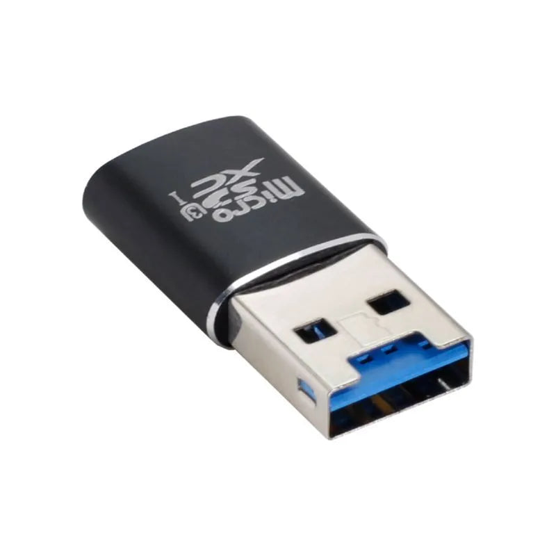 Black USB 3.0 Micro SD memory card reader for SDHC and SDXC cards
