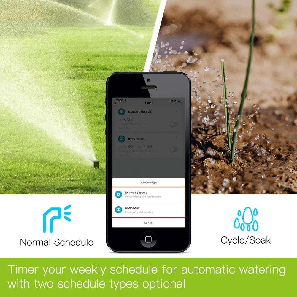 Bluetooth smart garden irrigation timer with smartphone app control for outdoor watering