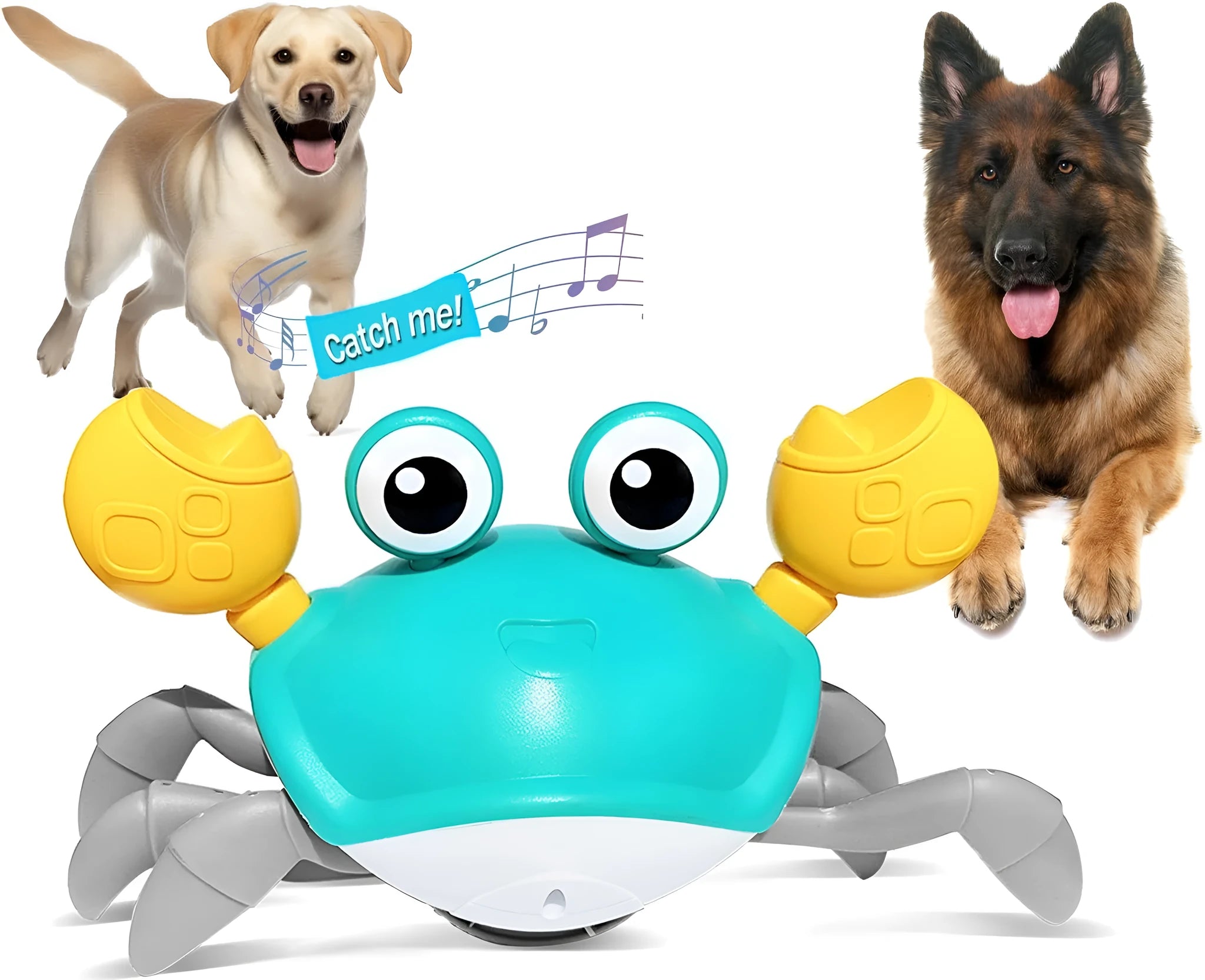 Blue or red electronic crab toy with automatic crawling movement for dogs and cats