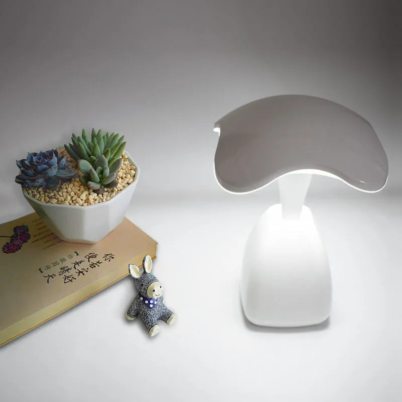 White modern LED desk lamp with touch control and built-in battery for bedroom study lighting