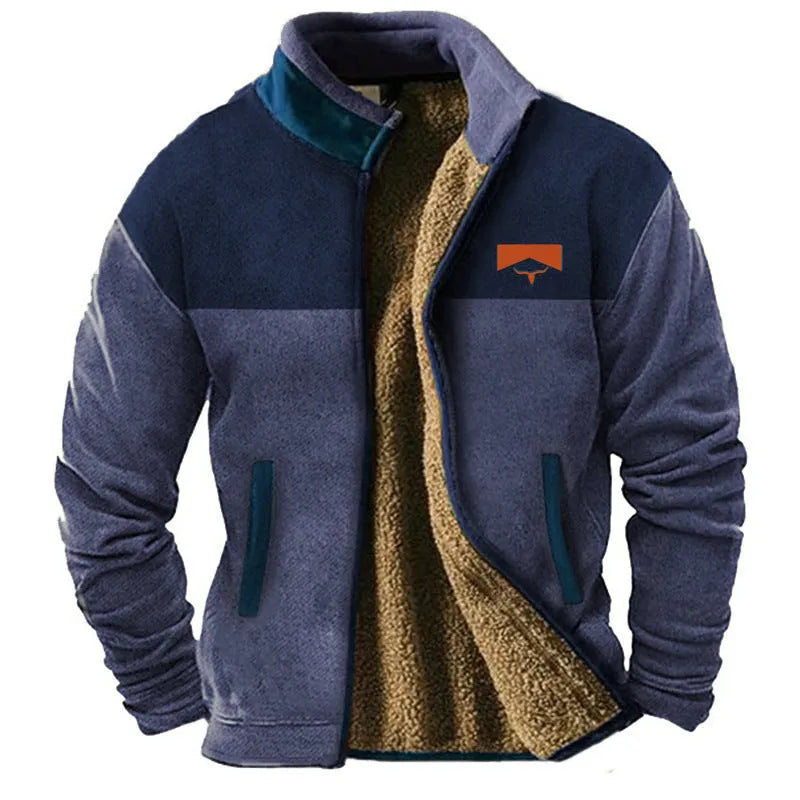 Men's green padded coat with fleece lining shown in regular 50cm length