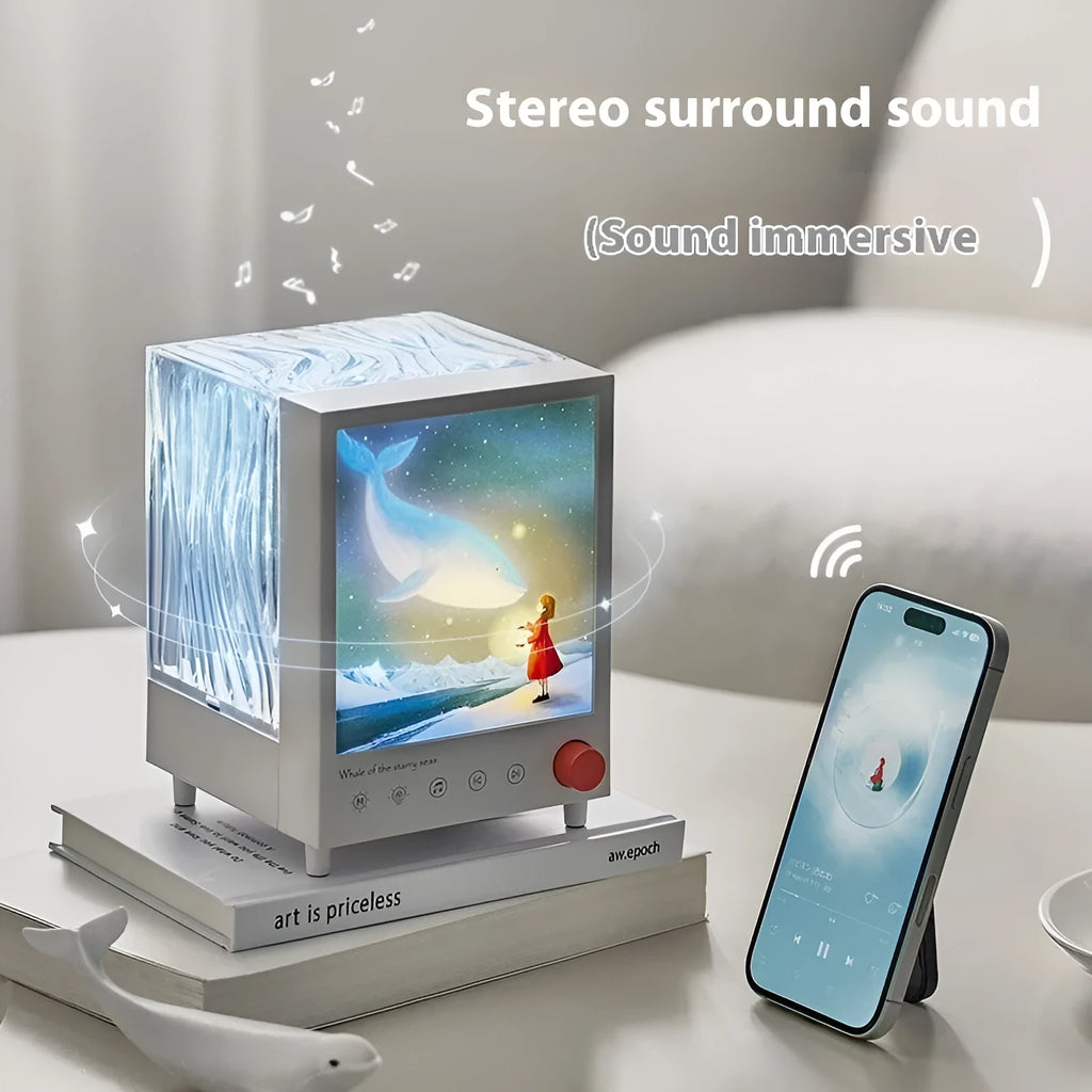 Aurora Treasure Box projection lamp showing star sea whale light colour and compact design.