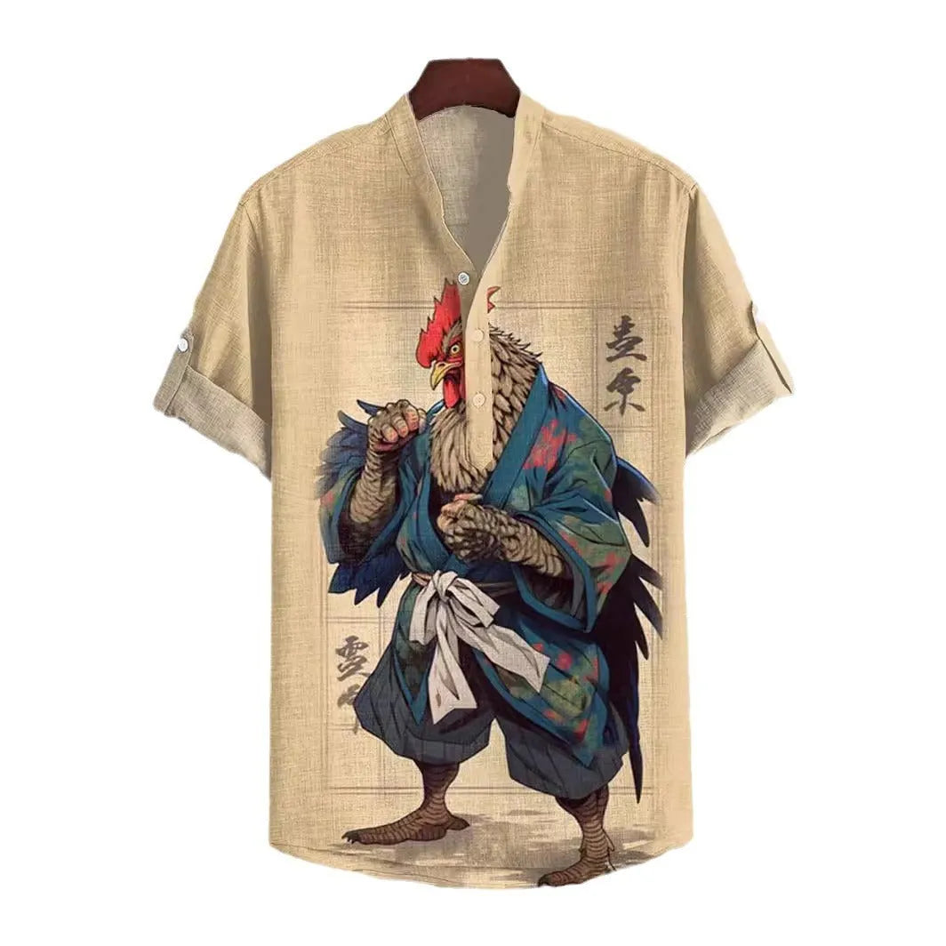 3D digital animal style short sleeve shirt on a hanger, showing graphic print detail.