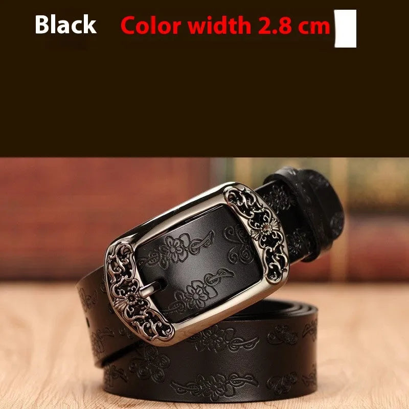 New fashion versatile women's decorative jeans belt with alloy buckle in black, thin PU leather