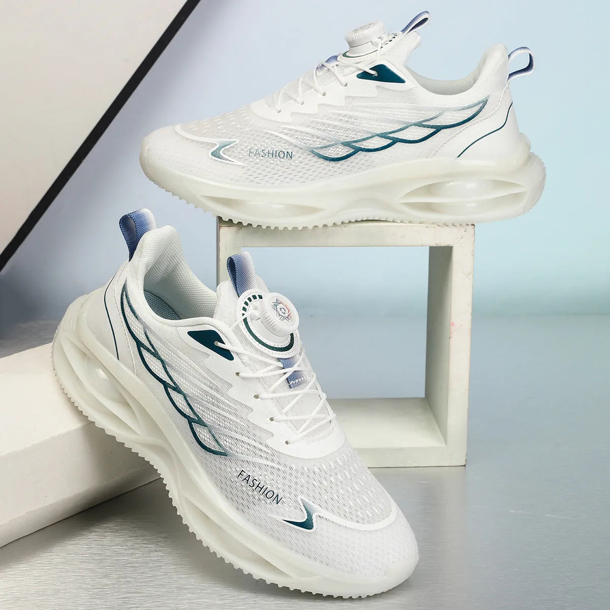 Casual breathable running shoes with mesh upper and rubber sole in multiple colour options