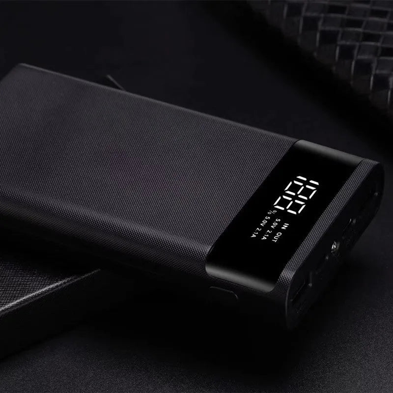 Digital display power bank spring kit with multiple USB ports and compact rectangular design