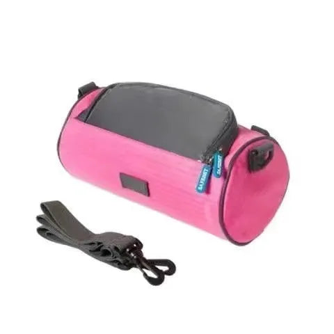 Mountain bike touch screen navigation front bag in black Oxford cloth with handlebar mounts and 5 inch device capacity