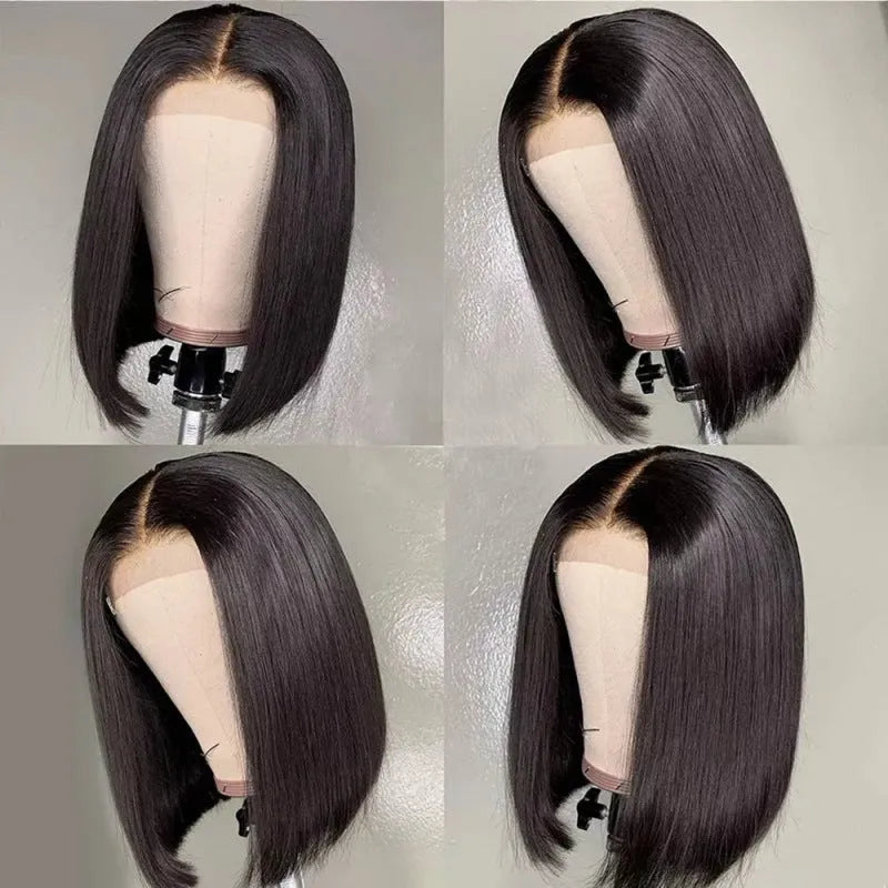 Real lace headband human hair wig in natural colour with 13x4 bob lace, 150% density, 16 inch length