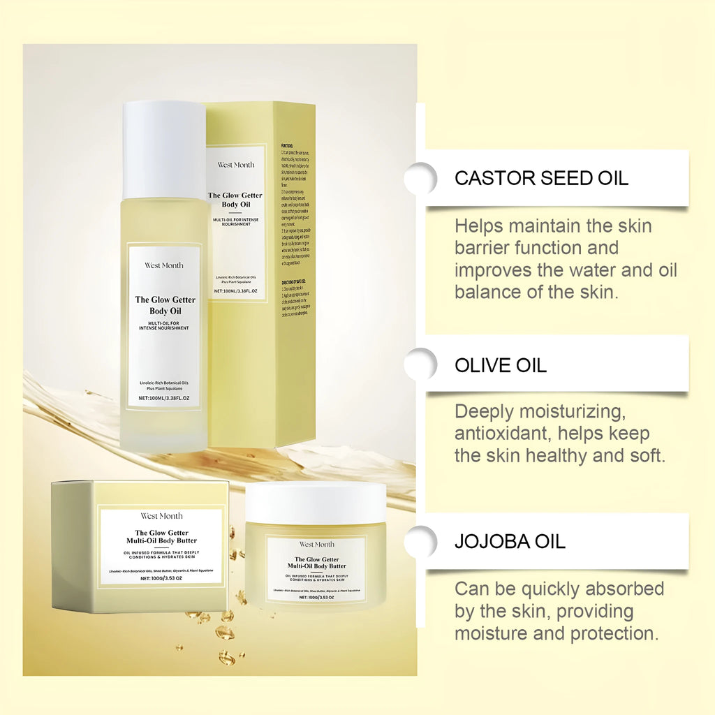 Nourishing and firming body care kit with moisturising cream and skincare oil