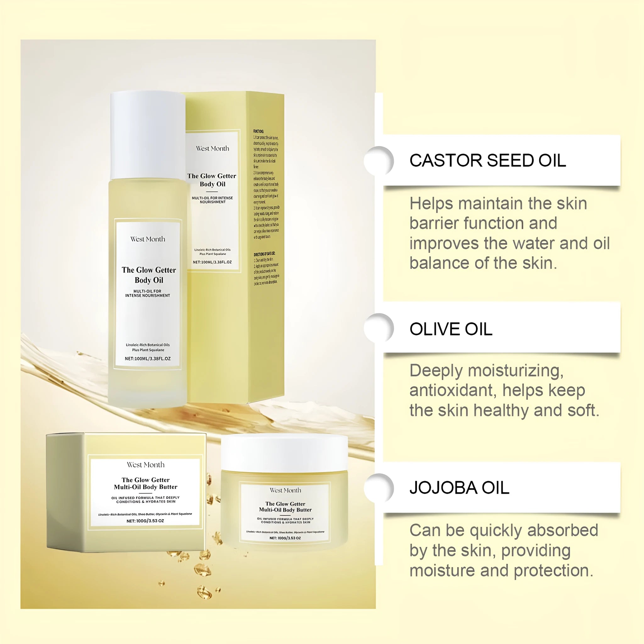 Nourishing and firming body care kit with moisturising cream and skincare oil