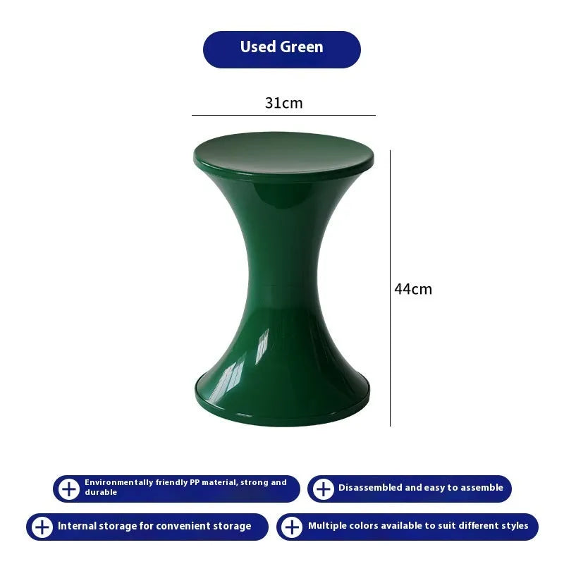Plastic hourglass style shoe changing stool in available colours