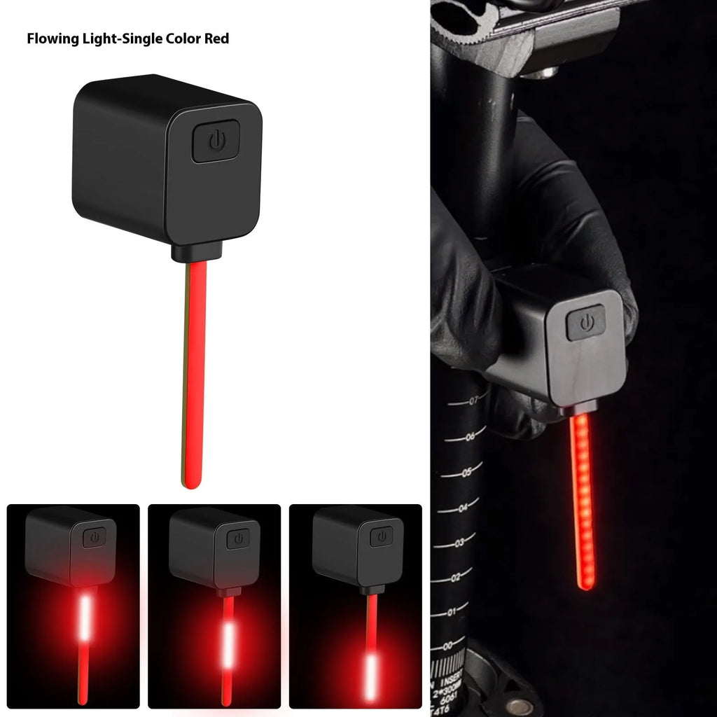 Bicycle taillight with running water illumination effect mounted on seat tube