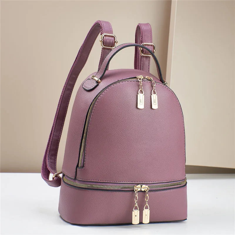 Soft leather large capacity PU travel bag 24x12x29cm in beige with sewing thread detail