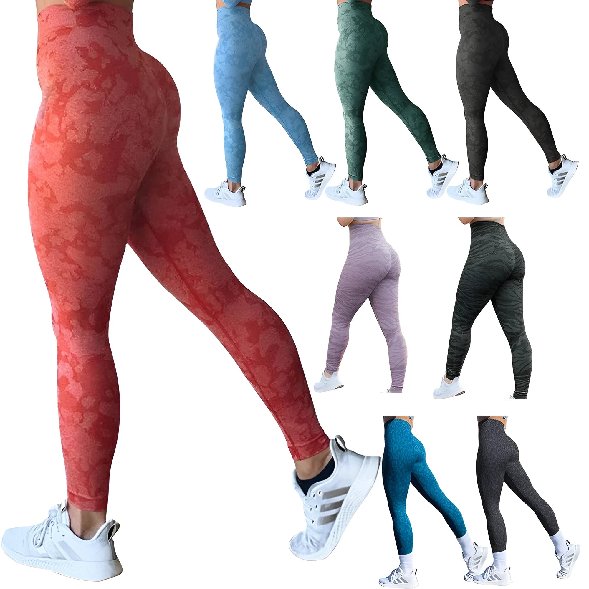 Women's push-up butt leggings in camouflage pattern for gym workouts and yoga