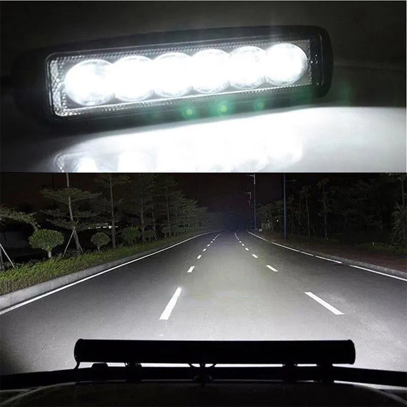 Black car auxiliary LED work light with zigzag pattern and bracket mounting