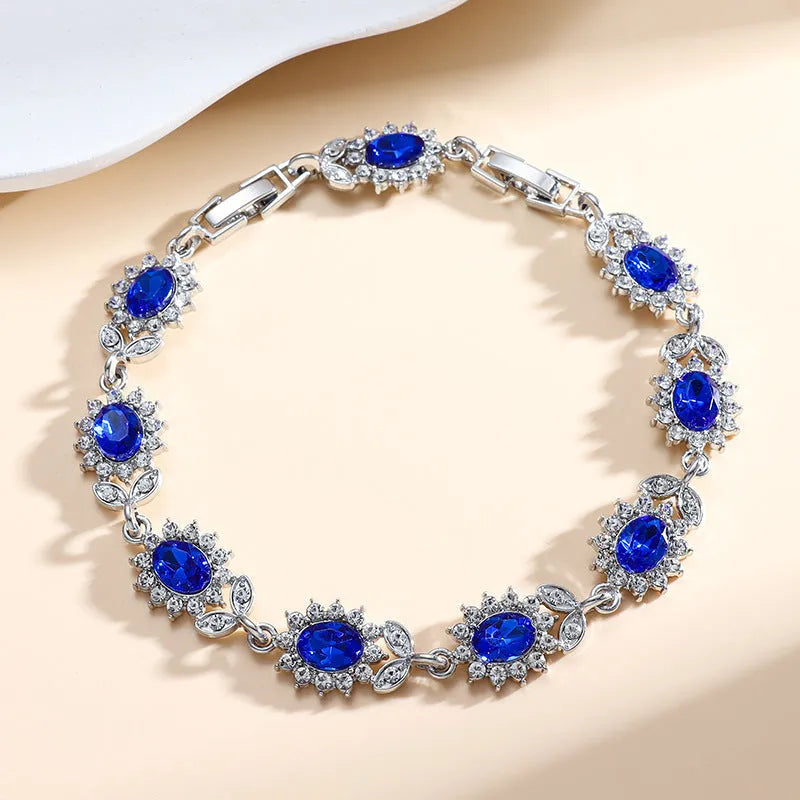 Women's simple zircon inlaid bracelet in environmentally friendly alloy with electroplating finish