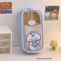Transparent PVC student pencil case with cartoon design in candy bear, pink rabbit, blue dog, or purple dog colours