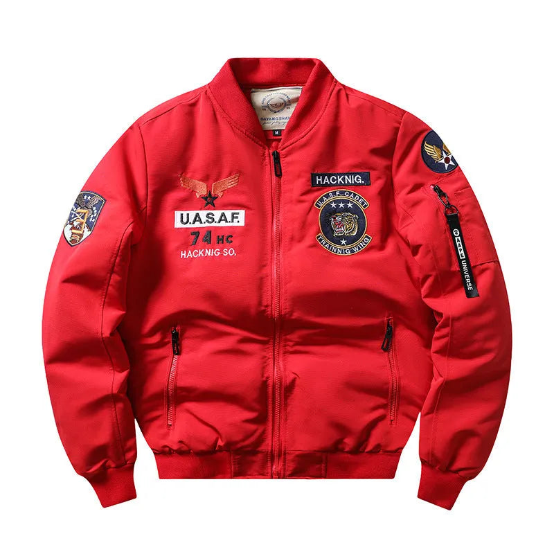 Men's slim-fit stand collar retro cotton-padded coat with embroidery in multiple colour options