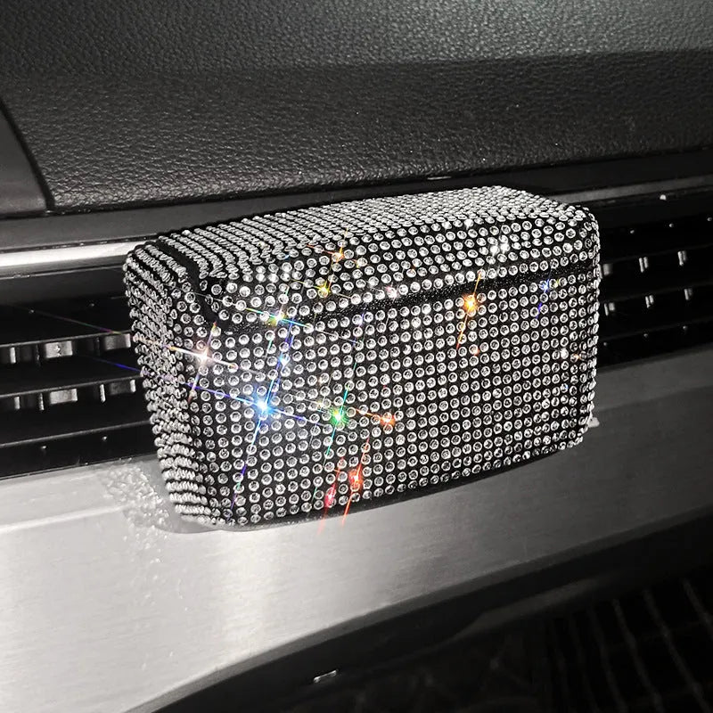 Car ashtray with covered outlet in plastic, showing colour diamond options at 10cm by 7cm by 5cm size.