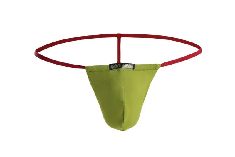 Ice Silk men's T-back half-sheath brief in solid colour, low waist, knitted nylon underwear
