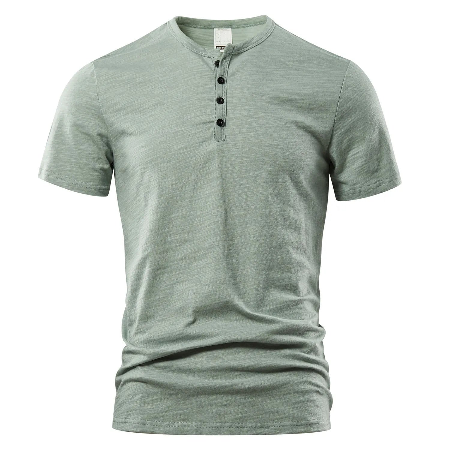 Men's slub cotton short sleeve t-shirt in a solid colour on a hanger