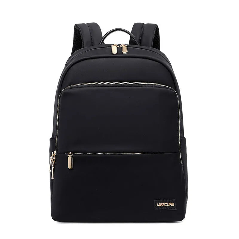 Oxford cloth women's backpack in black or purplish grey with large capacity design