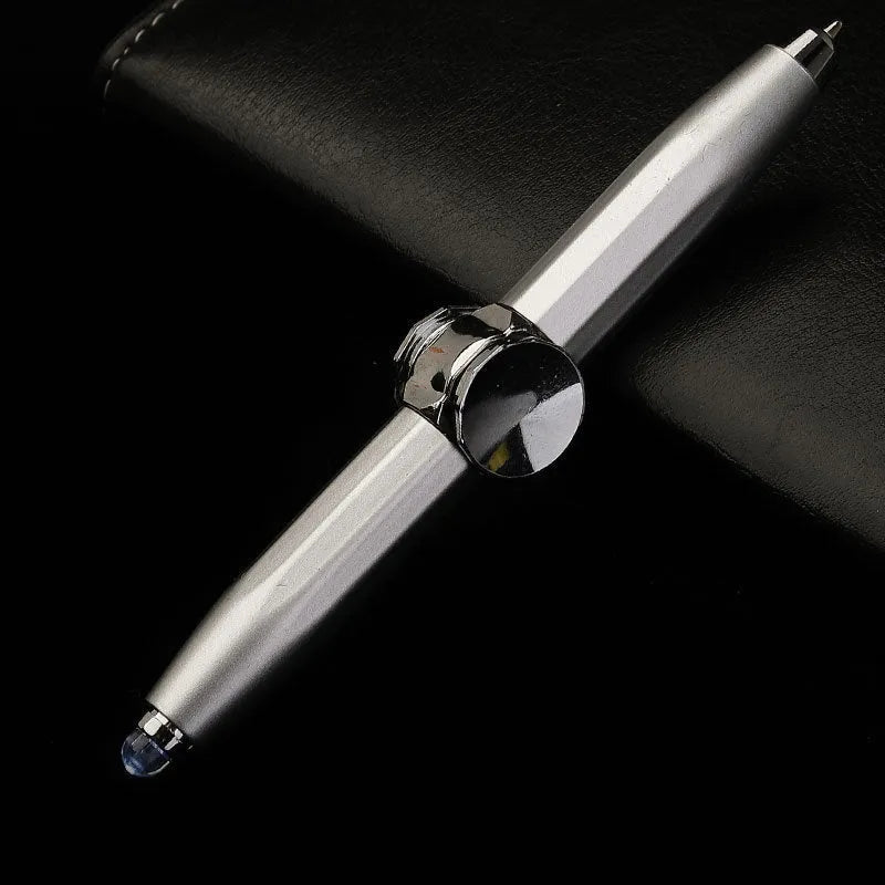 10.5cm metal ballpoint pen with spinning gyro decompression mechanism and LED light feature