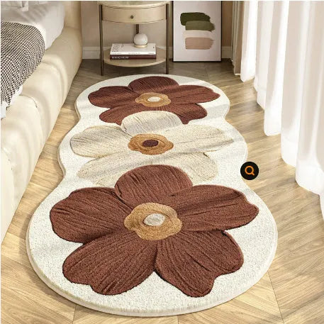 Flower shaped cashmere bedside blanket with cartoon alien print and floral patterns