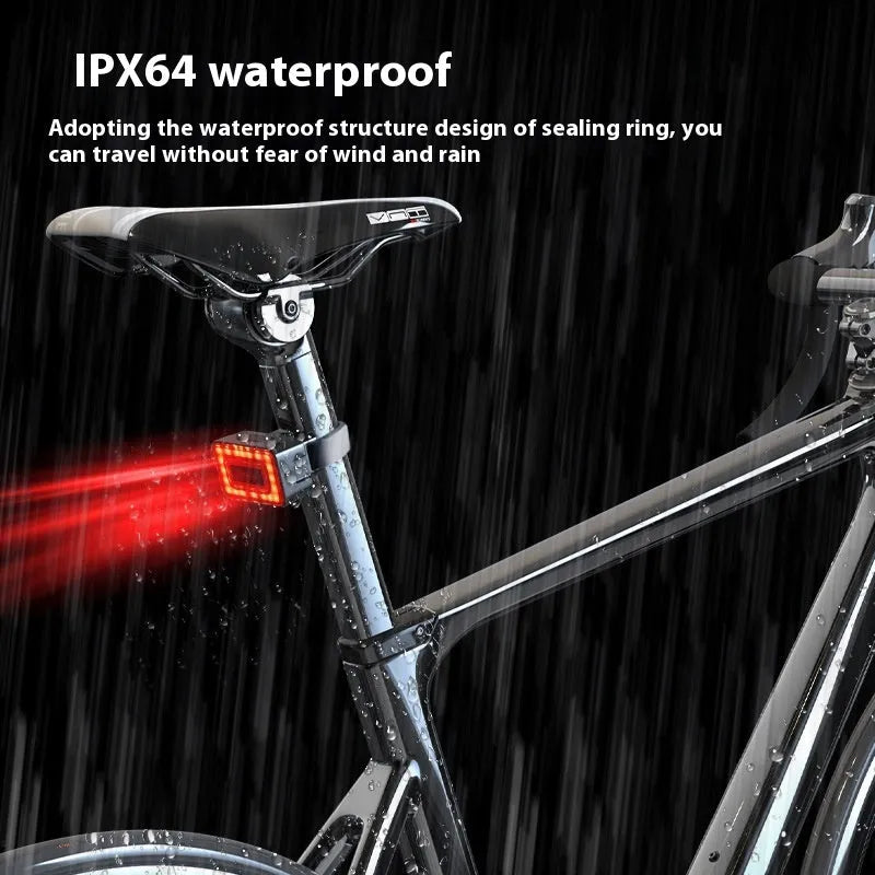 Black bicycle taillight with radar detection mounted on double bracket showing dimensions 59.0×39.5×28.5mm
