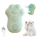 Self-cleaning cat steam brush with silicone brush head and release button for pet grooming