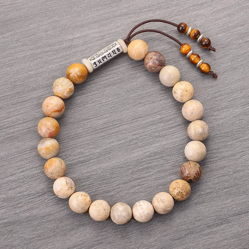 Handmade stone bead bracelet wood colour retro style original design
