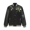 Men's retro plant flower embroidered coat in apricot loose fit polyester with side pockets