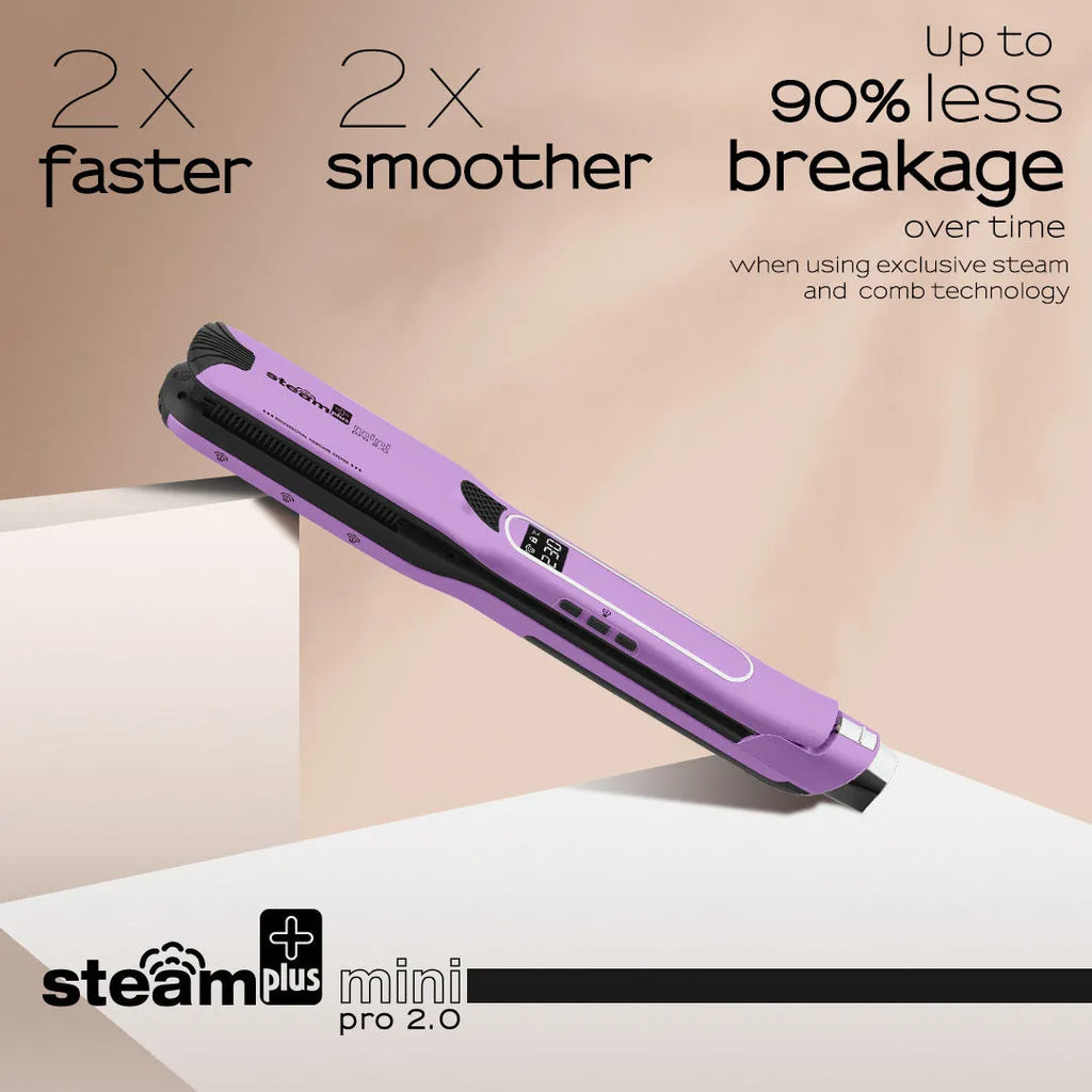 Mini steam splint spray hair straightener in purple, rose red, or champagne colour