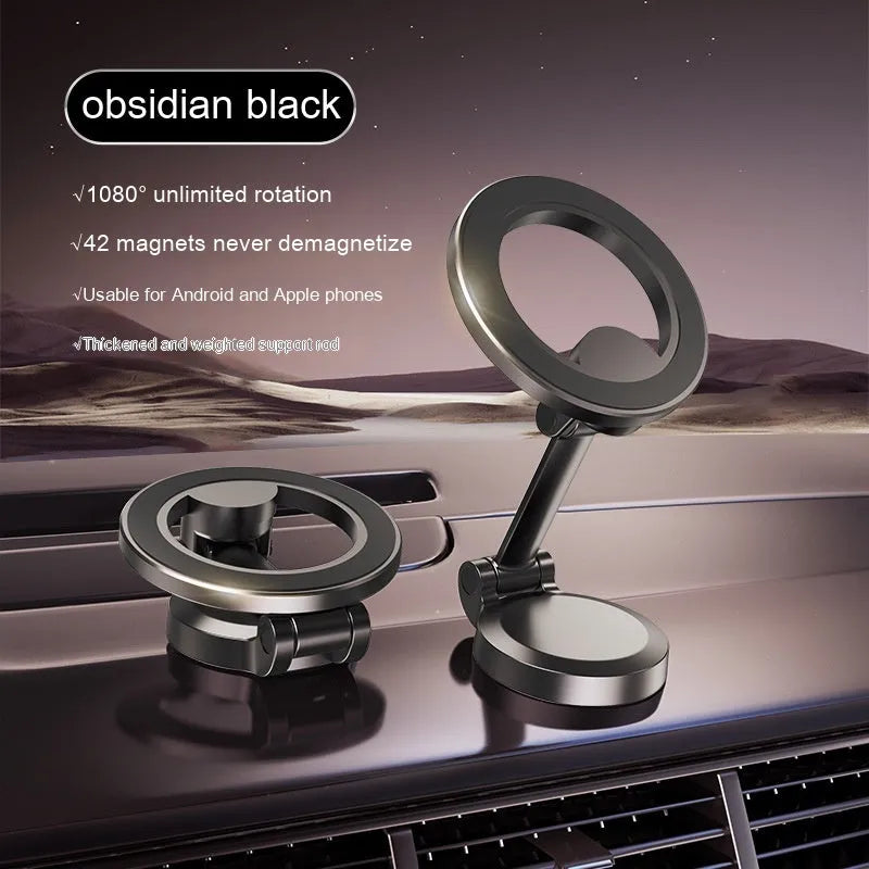 All-metal foldable magnetic car phone mount in Qian colour for dashboard mounting