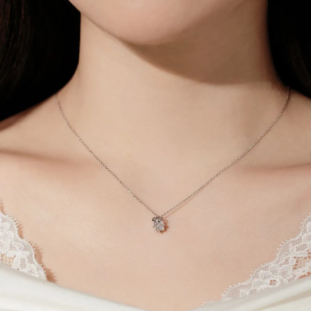S925 sterling silver necklace and earring set with gold animal pendant for women