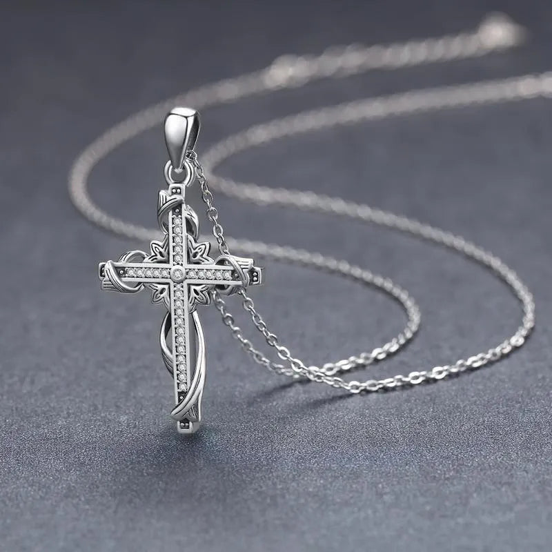 925 sterling silver cross pendant necklace for women silver colour 26mm by 17.5mm