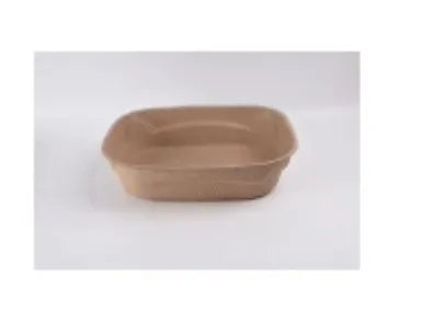 Brown biodegradable disposable cat litter box shown from above