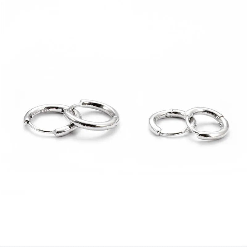 Simple round sterling silver 925 earring for unisex wear, large 14mm or small 12mm size options