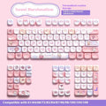 Sweet cotton candy coloured mechanical keyboard keycaps in 112-key and 120-key configuration options
