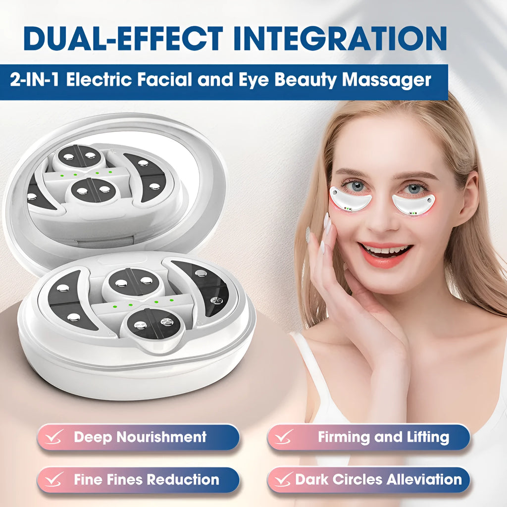 White wireless red light eye and facial massager device for dark circles treatment