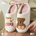 Cartoon gingerbread man winter cotton slippers in plush material with festive design, available in multiple colours and sizes