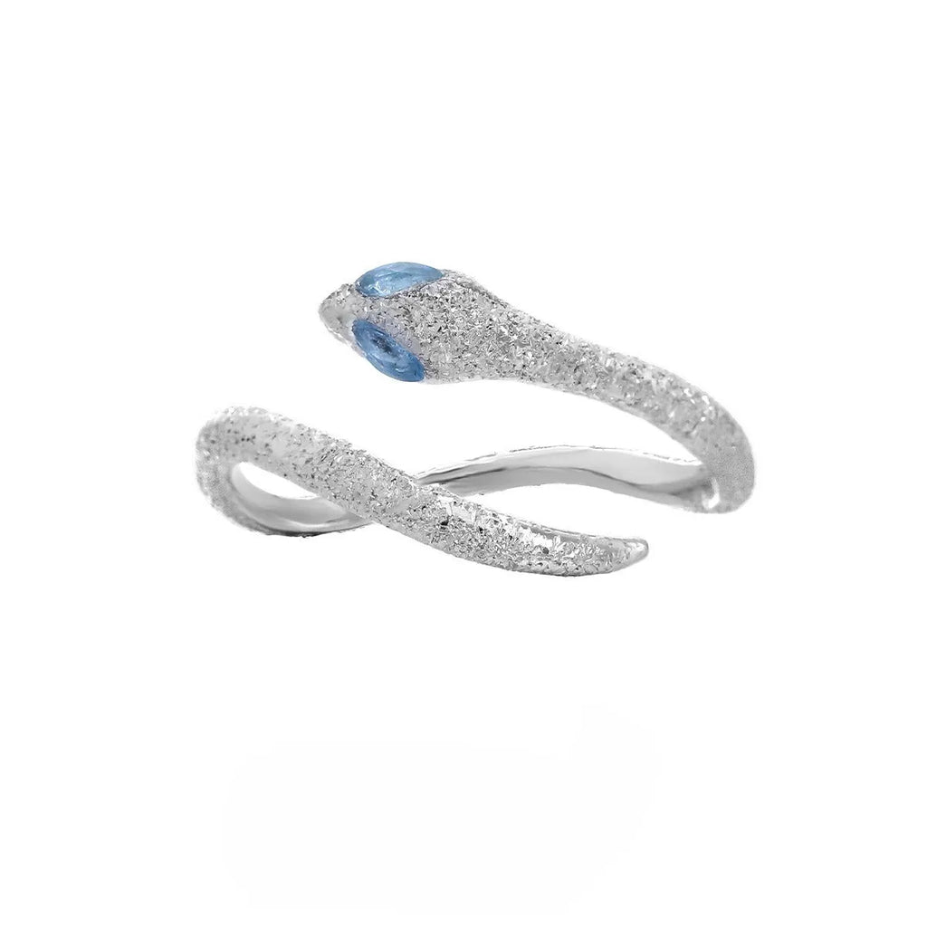 Adjustable silver snake zodiac ring with electroplated platinum colour finish