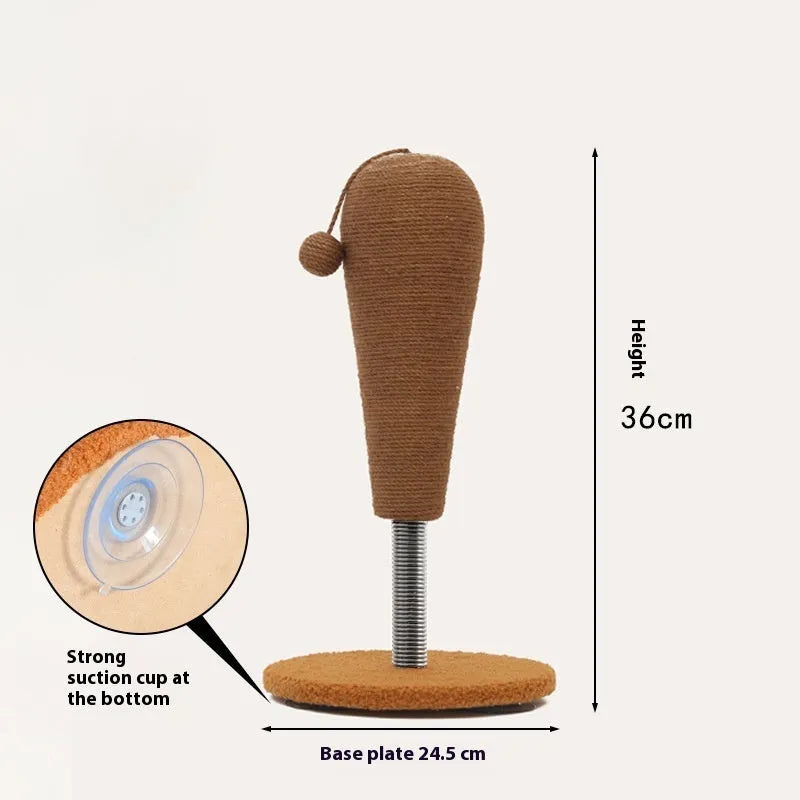 Hemp rope cat scratch board with integrated tumbler toy in large and small sizes