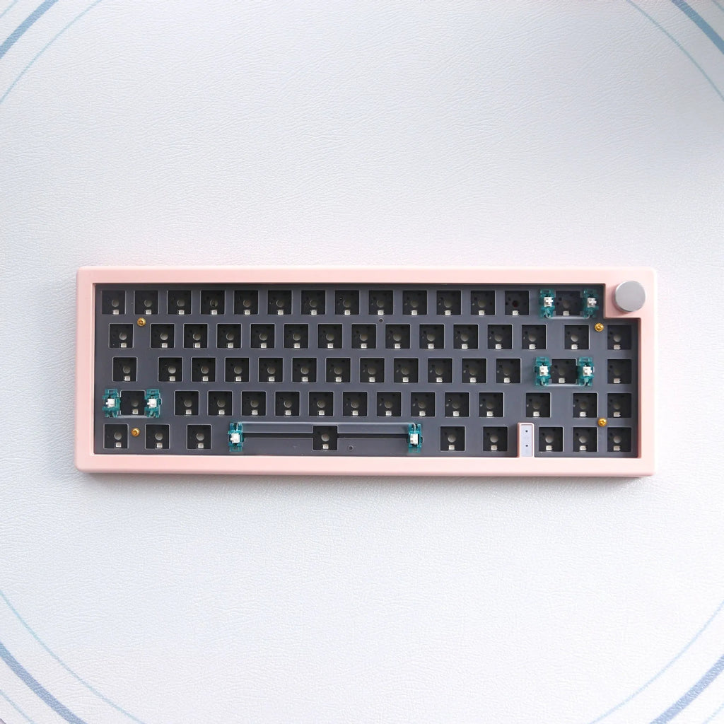 DIY mechanical keyboard kit with RGB backlighting, knob control, and seven colour options