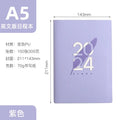 2024 English Schedule Book Daily Planner with blue imitation leather cover, 143 x 211mm