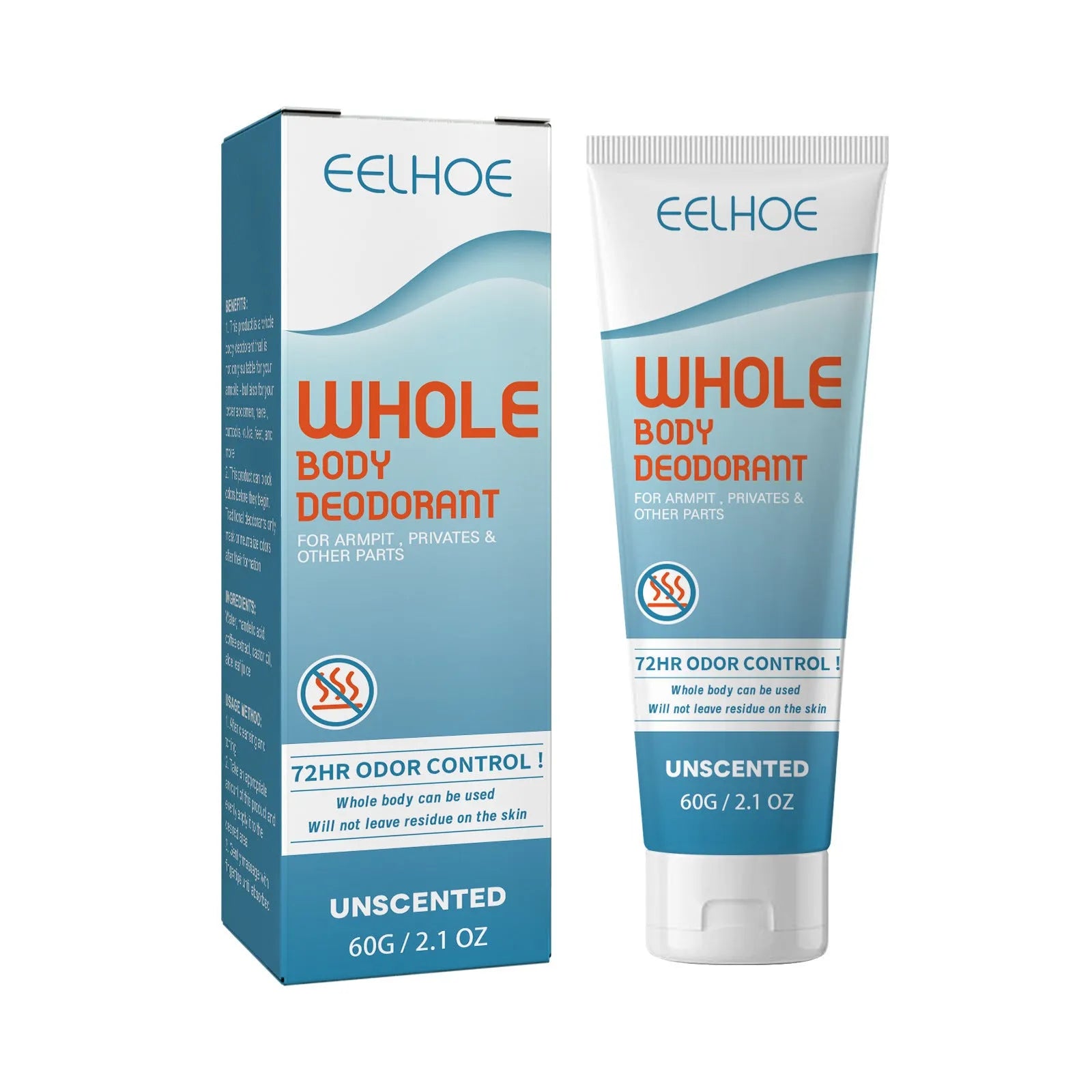 EELHOE 60g body deodorant cream jar with natural extract formula for armpit odour control