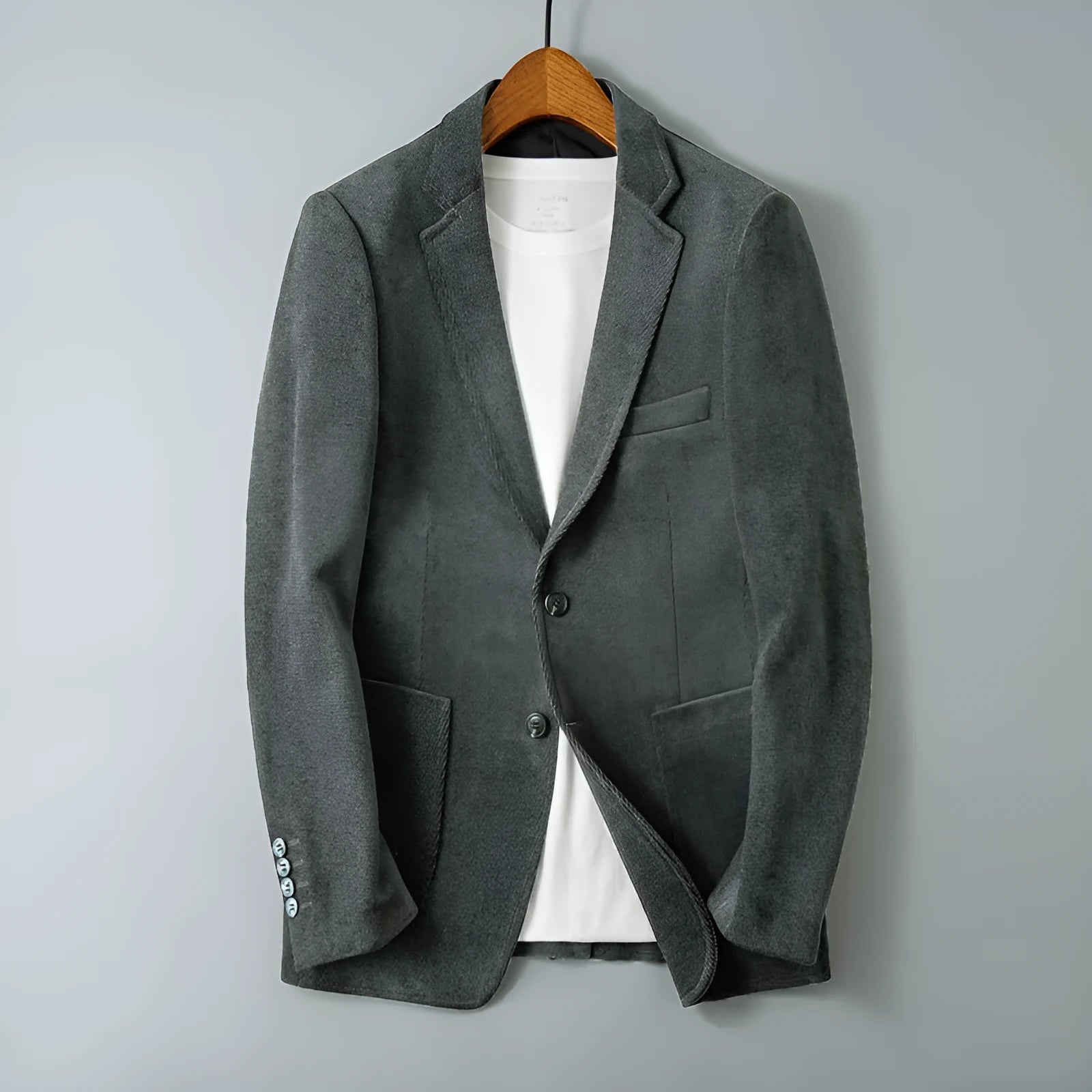 Slim-fit single-breasted polyester jacket in khaki, Korean style, long sleeves, straight hem