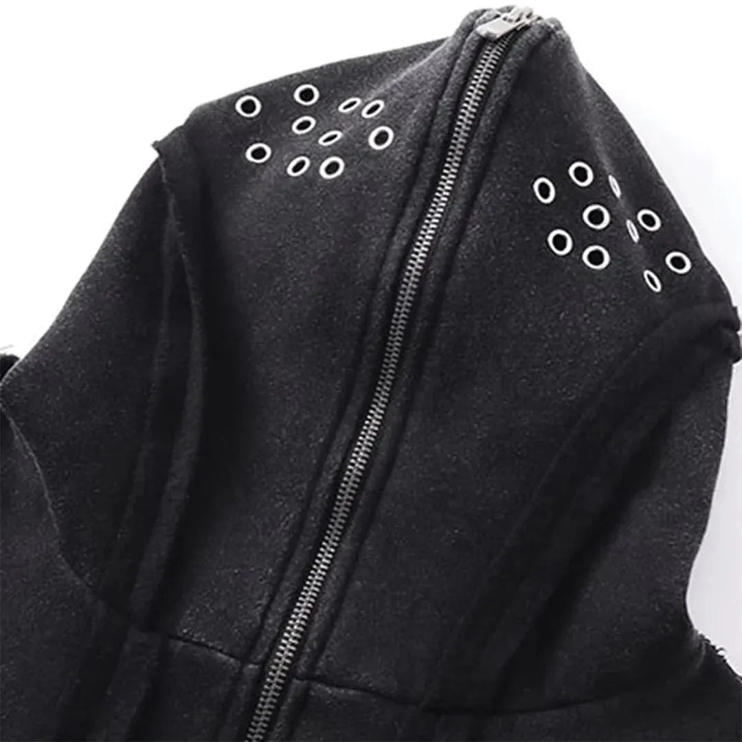 Black men's padded coat with zipped hood and loose fit design for autumn wear