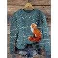 Little flower digital print on a round neck polyester sweater, shown on a hanger.